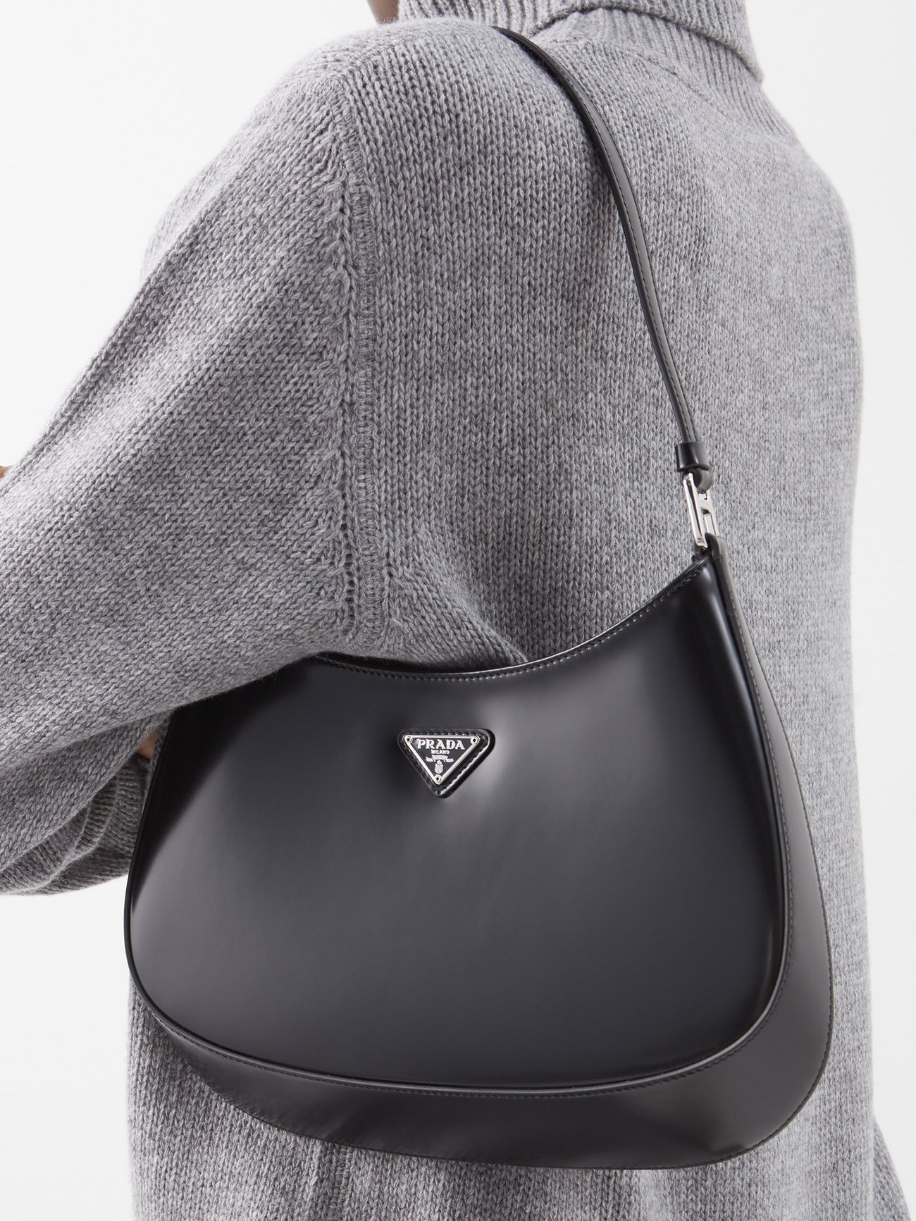 Prada Large Leather Handbag in Gray