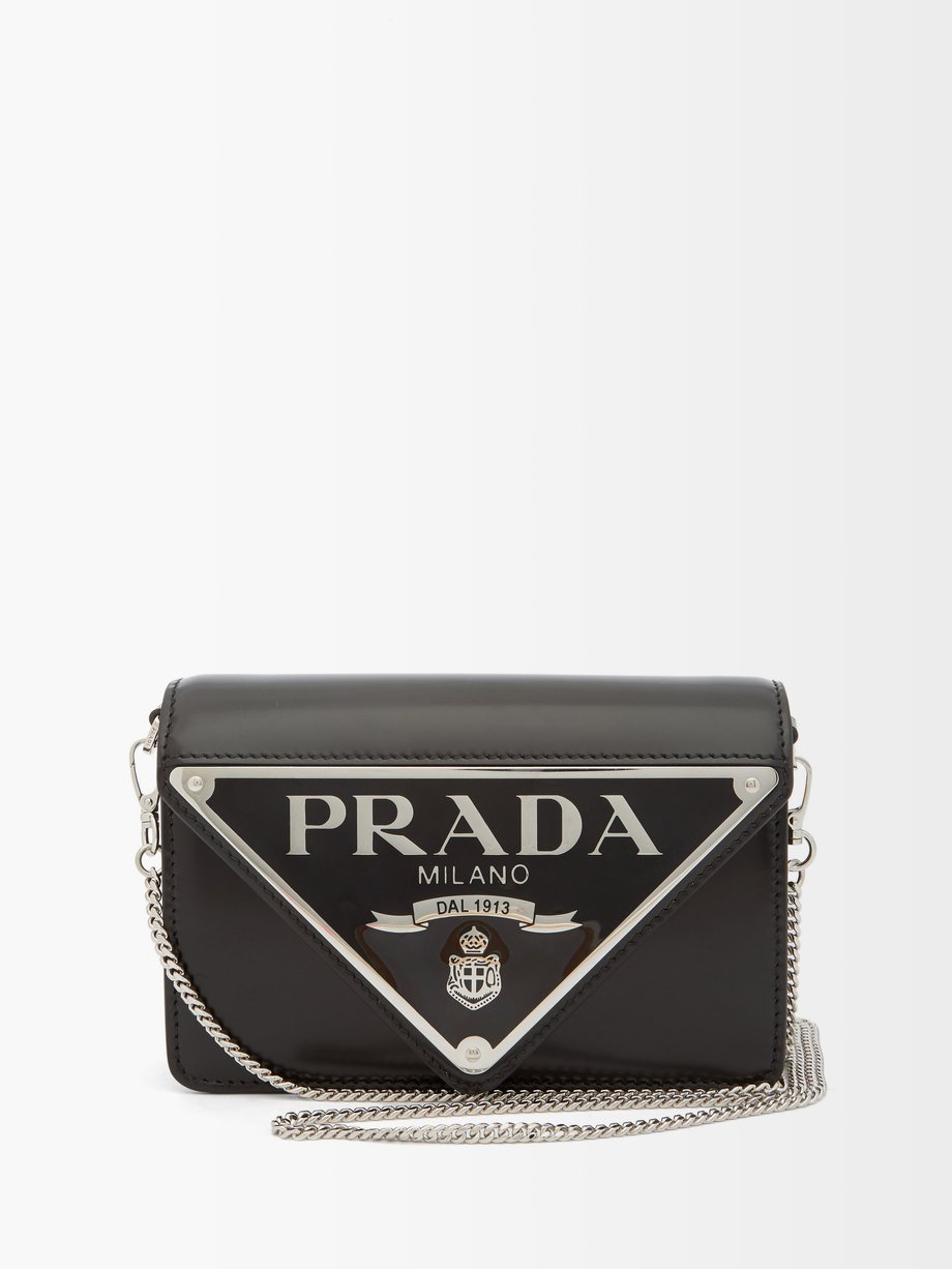 Prada Triangle logo-plaque leather shoulder bag