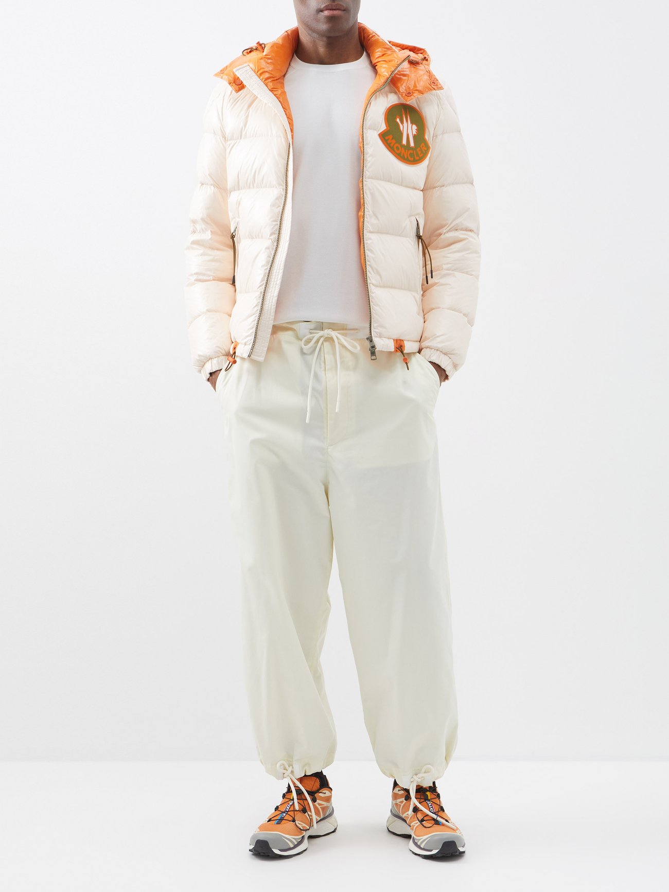 White Drawstring-cuff technical-canvas track pants, Moncler Genius