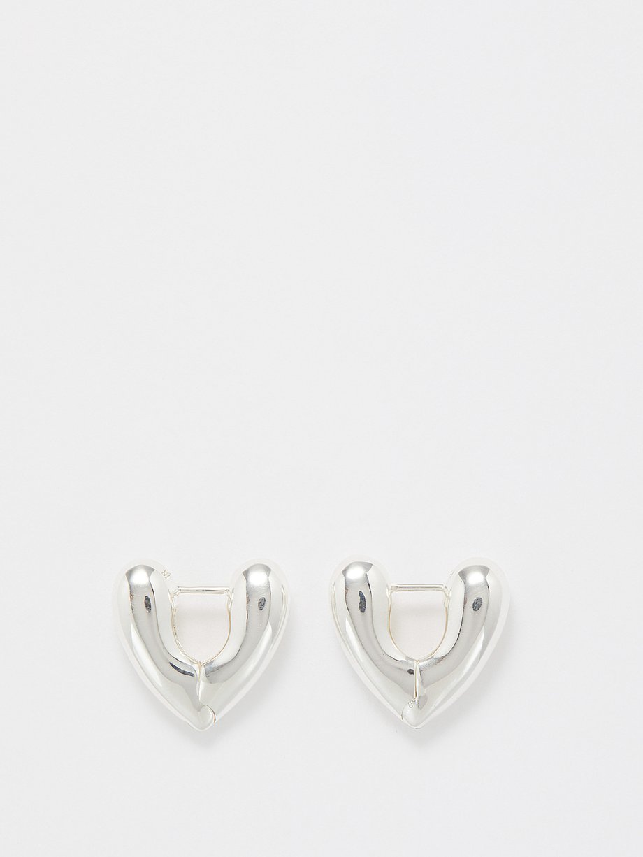 Silver Heart sterling-silver hoop earrings | Annika Inez