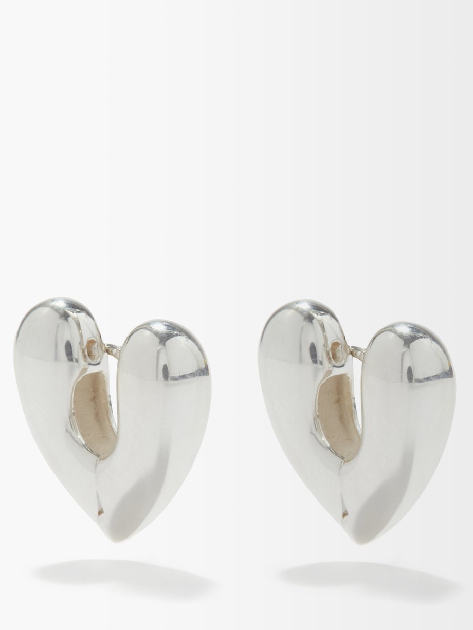 Silver Heart large sterling-silver hoop earrings | Annika Inez | MATCHES UK
