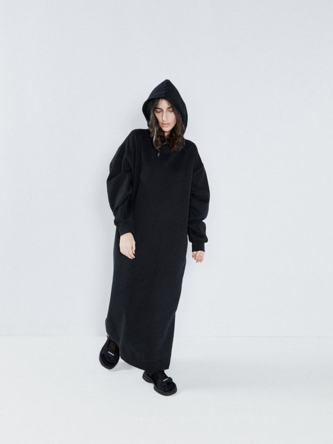 Black Recycled yarn hoodie dress Raey MATCHES UK