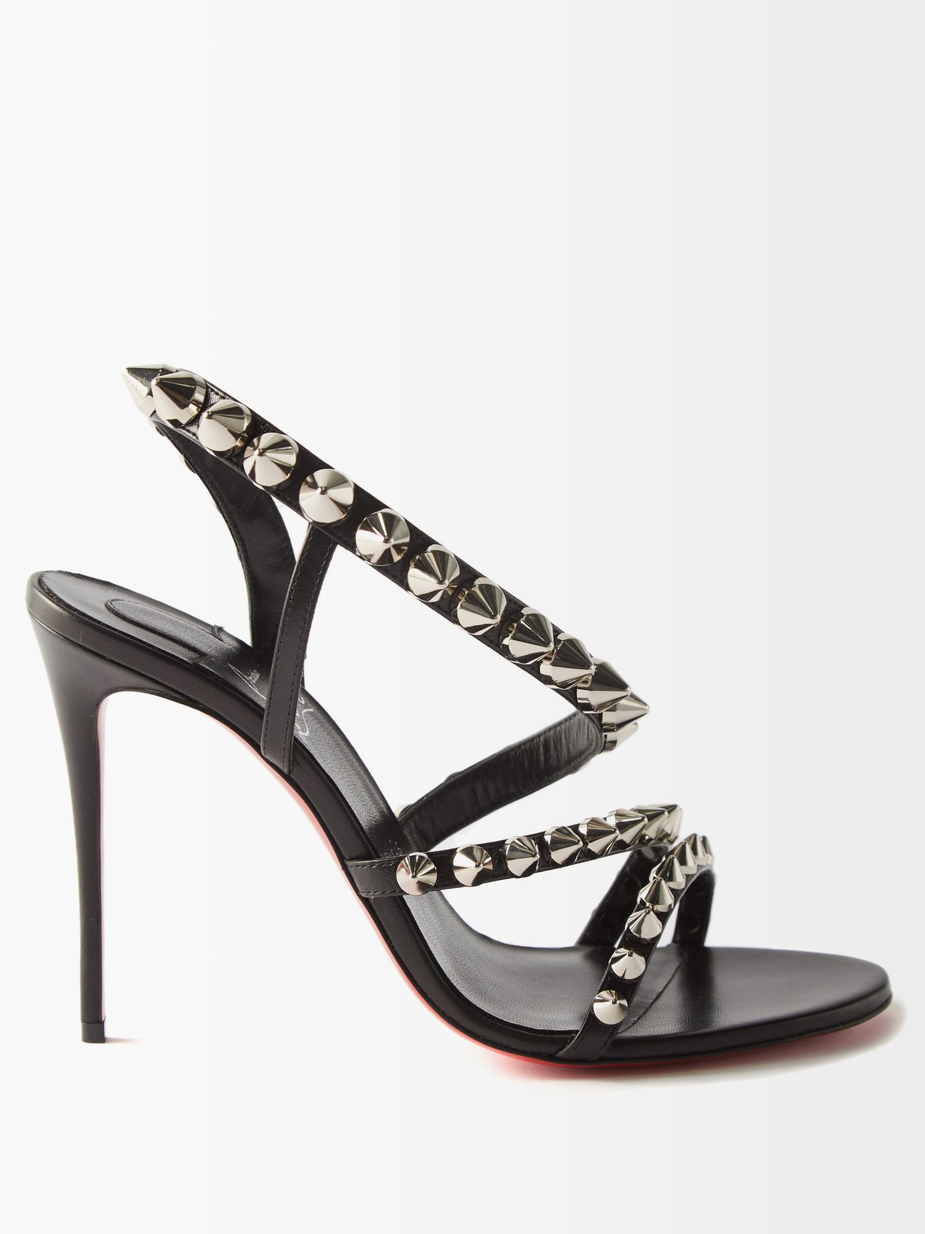 Black Spikita 100 spiked-leather sandals | Christian Louboutin | MATCHES UK