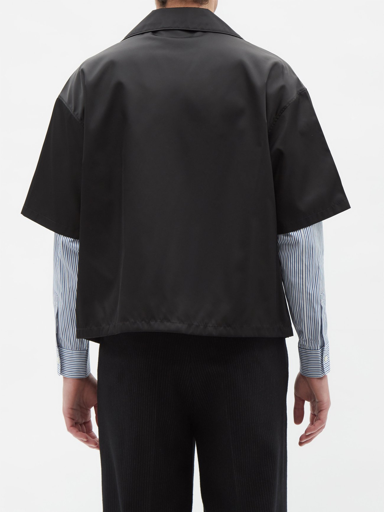 Black Triangle logo-plaque Re-Nylon short-sleeved shirt, Prada