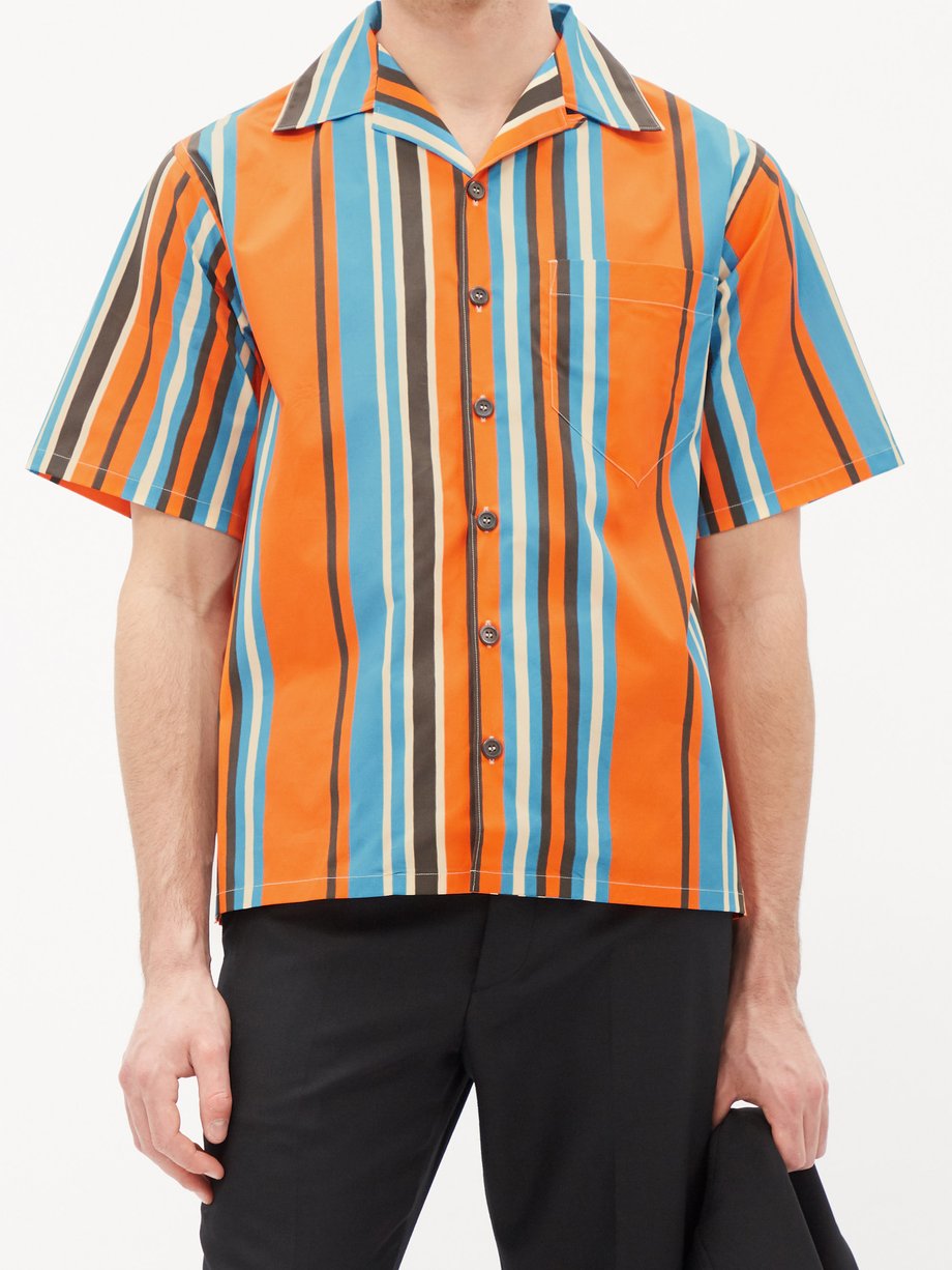 Prada Striped cotton-blend poplin shirt