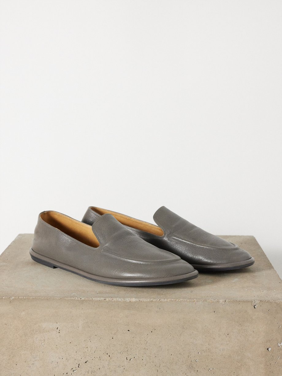Grey Canal almond-toe leather loafers | The Row | MATCHES UK