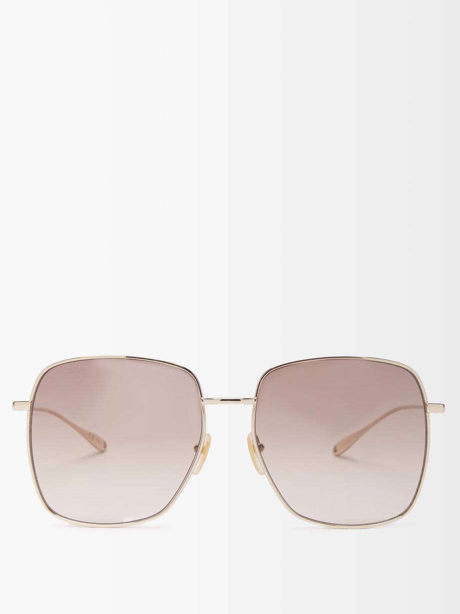 Metallic Chain-embellished oversized square sunglasses | Gucci |  MATCHESFASHION AU