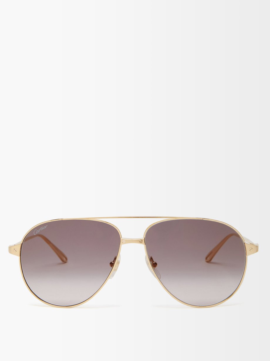 Grey Santos de Cartier aviator metal sunglasses | Cartier Eyewear ...