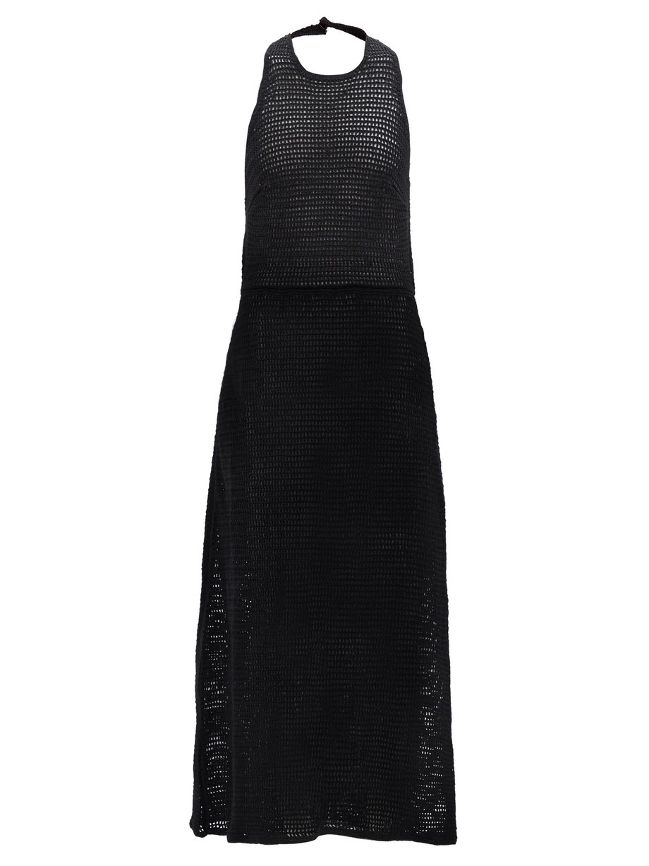 Black Cutout-back cotton-crochet dress | Albus Lumen | MATCHESFASHION US