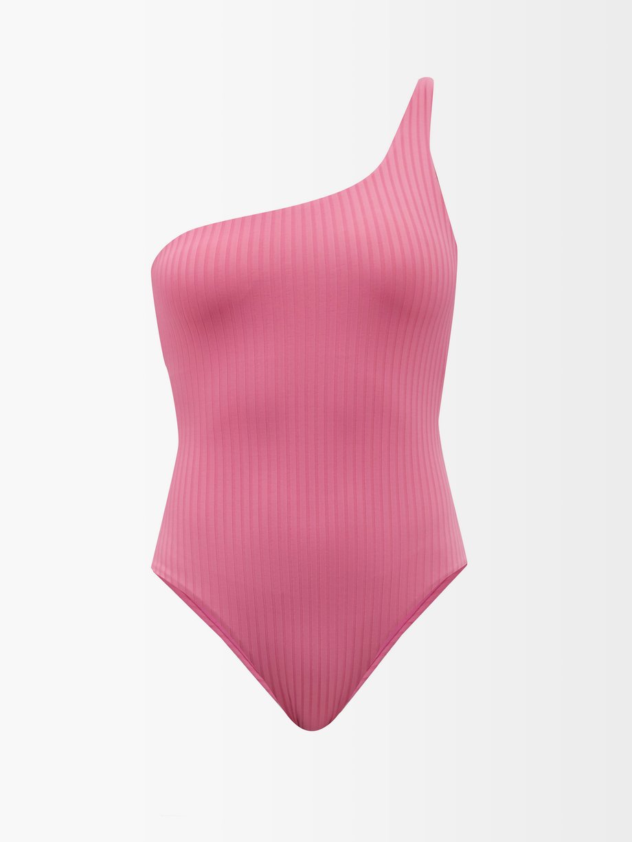 Pink Palermo one-shoulder ribbed swimsuit | Melissa Odabash ...