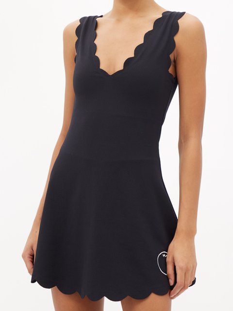 Black Serena scalloped-edge dress, Marysia