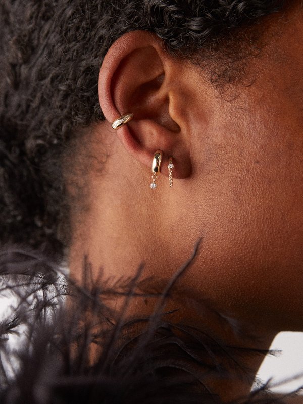 Zoë Chicco Diamond & 14kt-gold hoop earrings