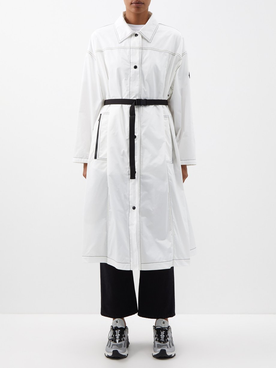 { @type : Brand , name : 몽클레어 Moncler 몽클레어 Moncler White Guirden topstitched garbadine coat dress