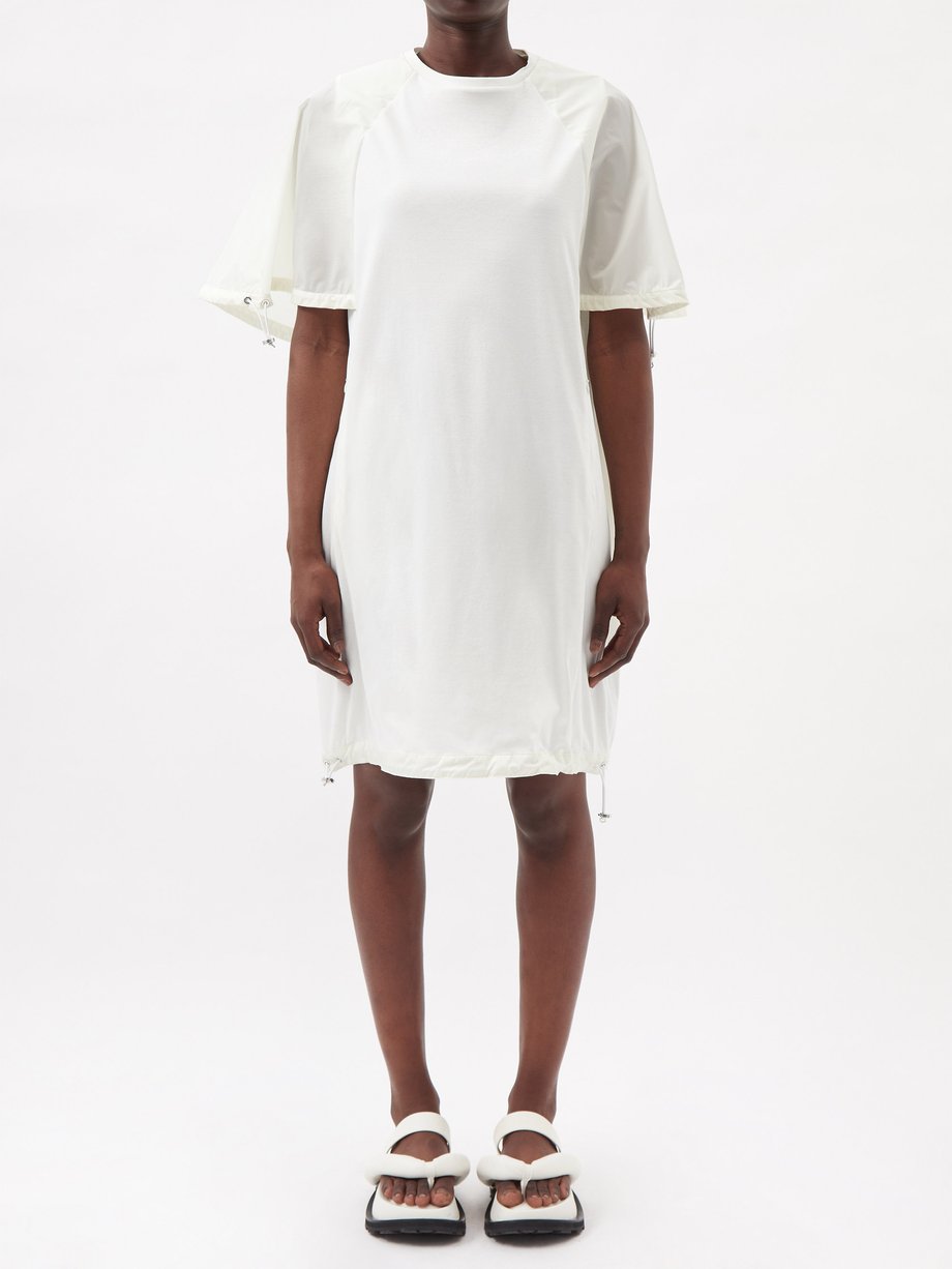 Moncler Drawstring-toggle shell-sleeved cotton dress