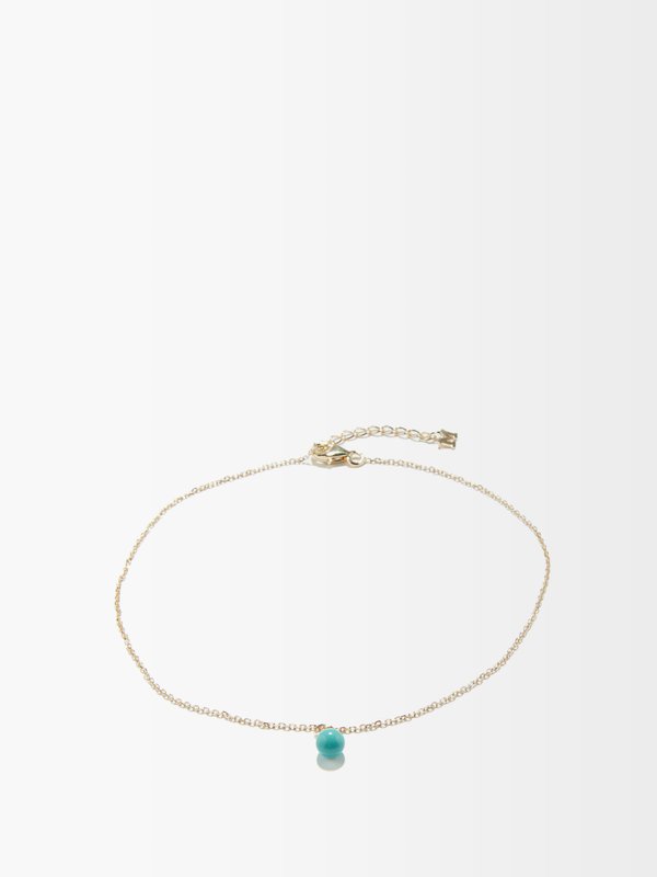 Mateo Turquoise & 14kt gold anklet