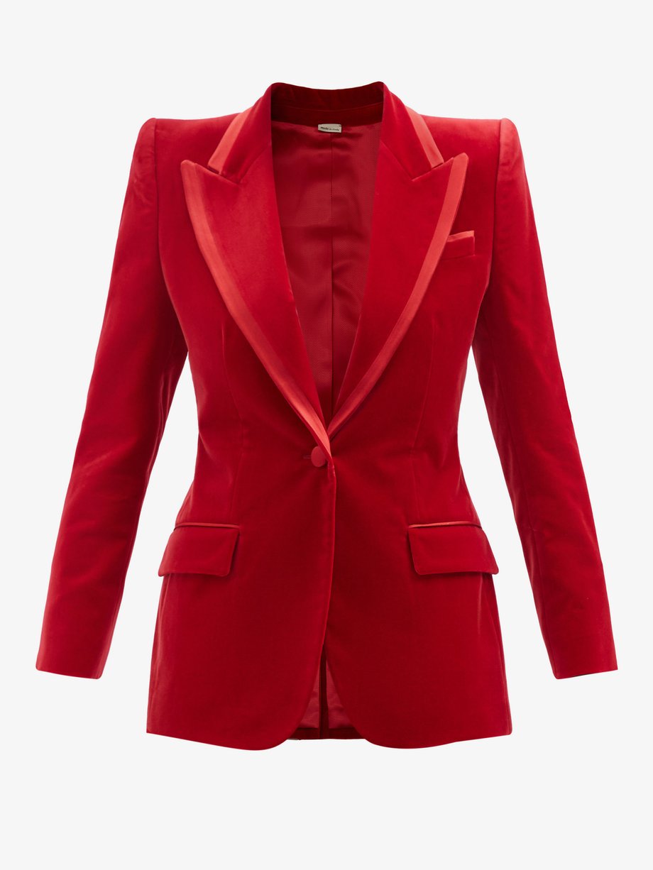 Cotton Blend Velvet Jacket in Red - Gucci