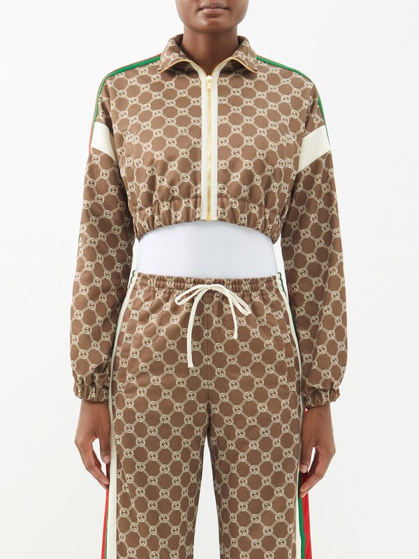 Gucci GG-logo print cropped jersey track jacket