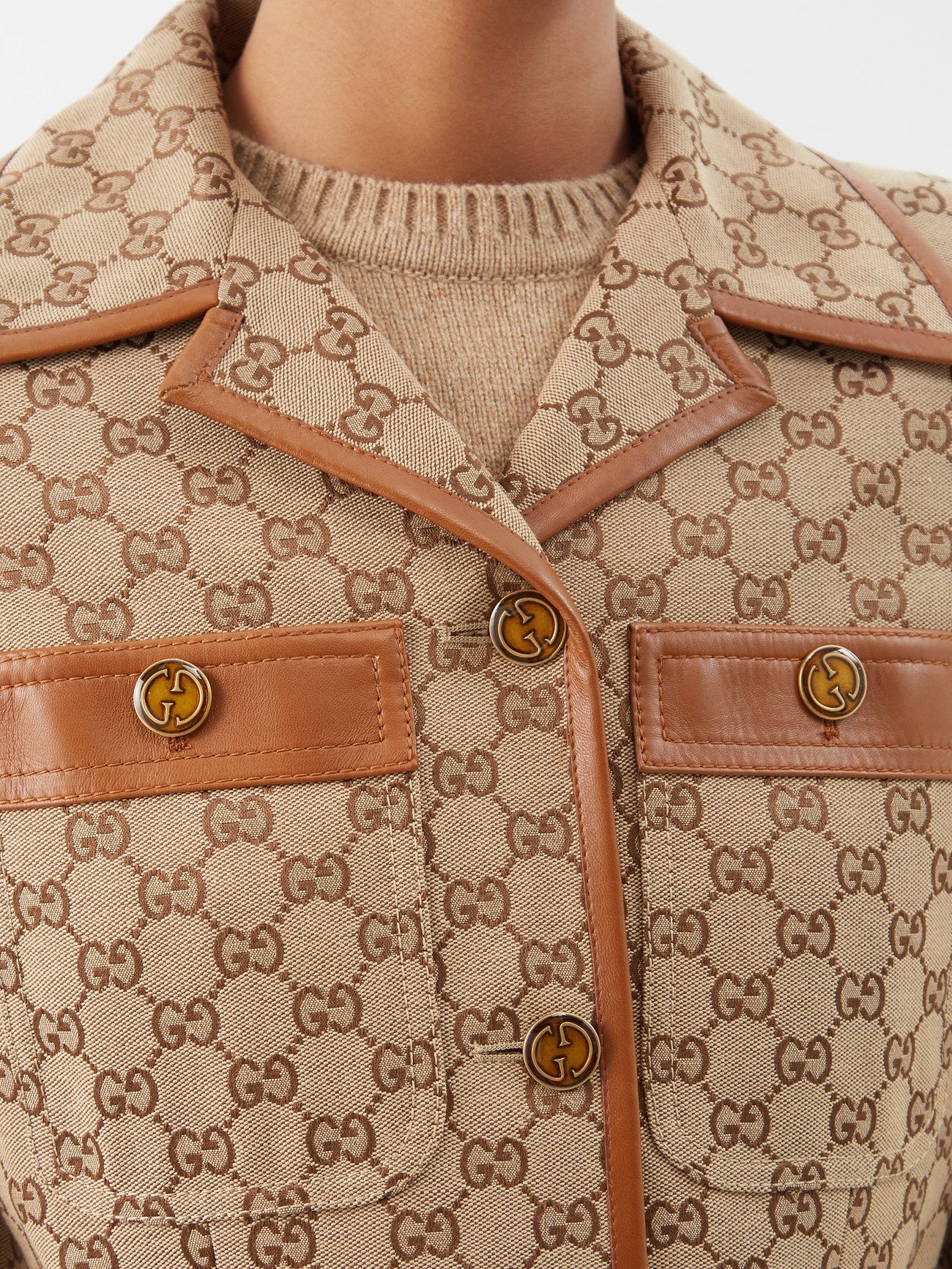 Gucci GG canvas and leather jacket