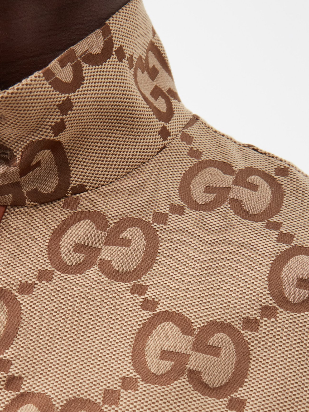 Logo-Jacquard Leather-Trimmed Cotton-Blend Canvas Bomber Jacket