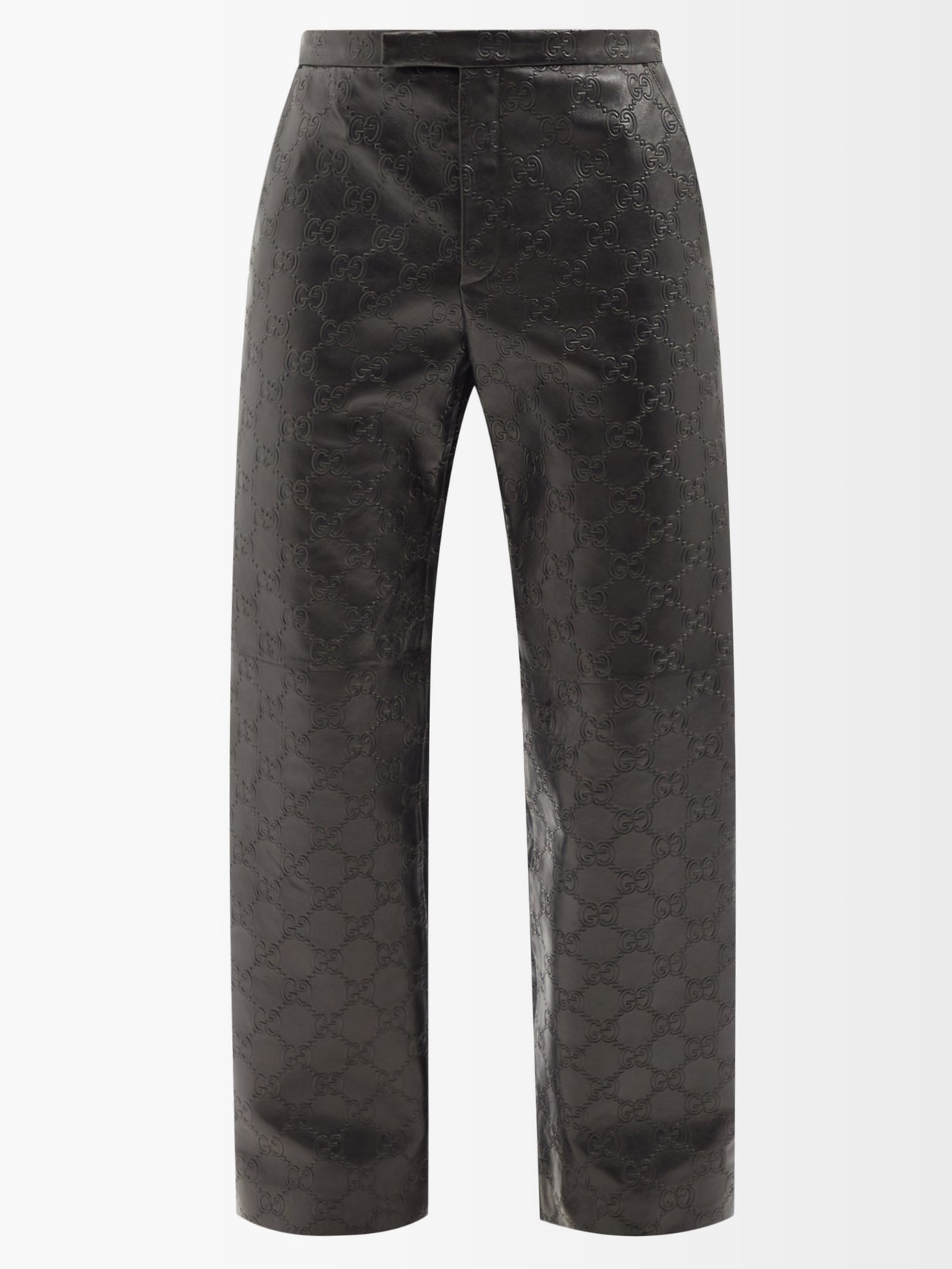 Black GG-embossed leather suit trousers, Gucci