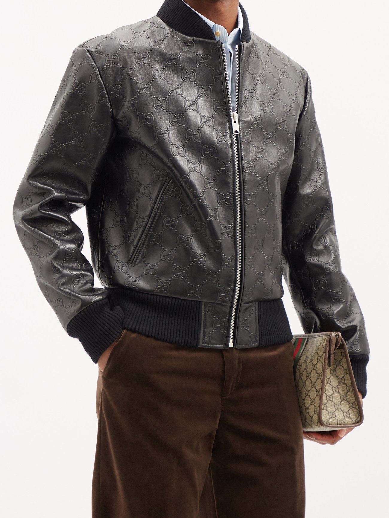 Oversized Belt Embossed Monogram Leather Jacket - Women - Ready-to