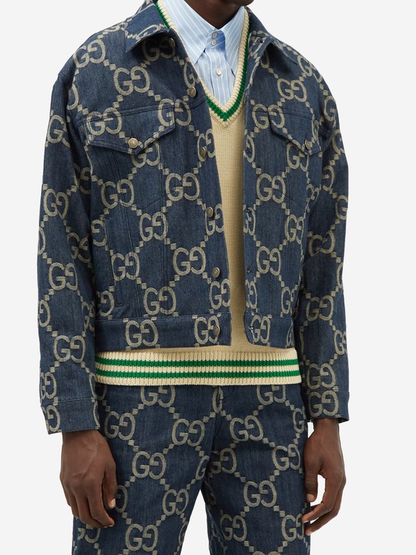 Gucci GG-embroidered denim jacket