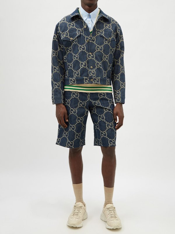 Gucci GG-embroidered denim jacket