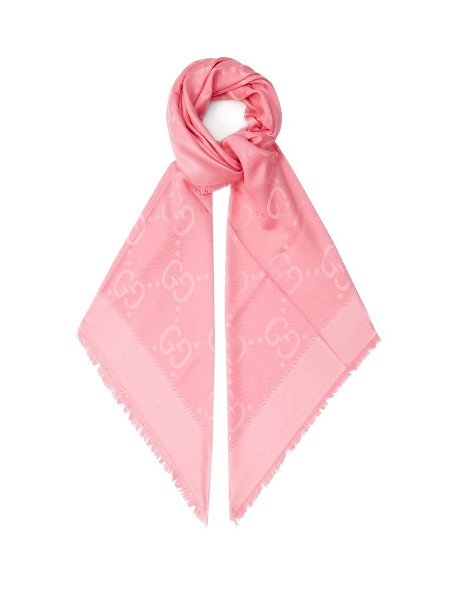 Pink GG-jacquard wool-blend scarf | Gucci | MATCHESFASHION US