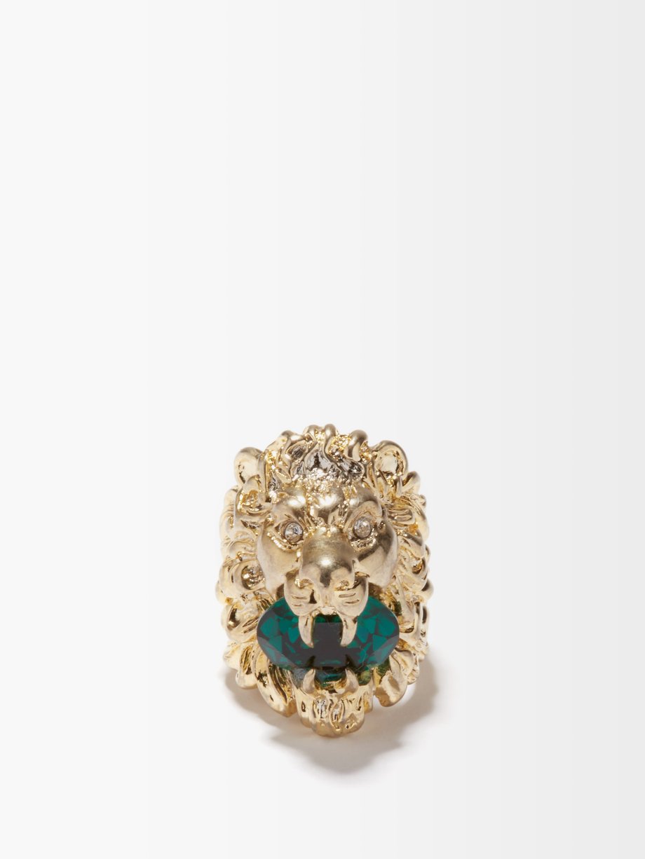 Gucci Lion head crystal ring