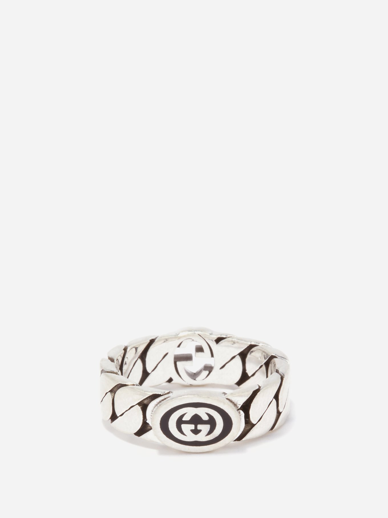 Gucci Interlocking Double G Band Ring 925 Sterling Silver Size 18
