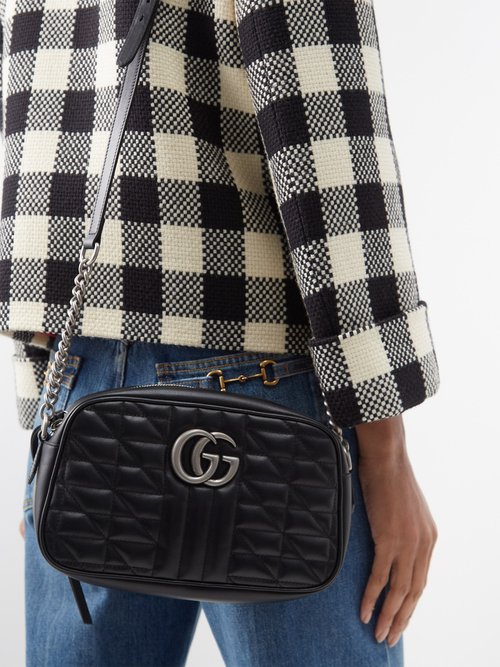 Gucci Gg Marmont Leather Cross-body Bag In Black