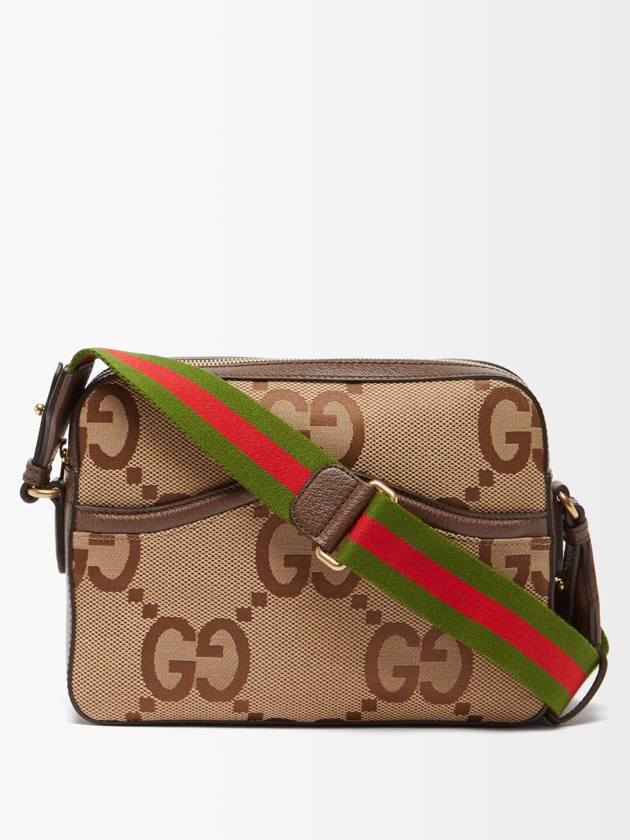 Gucci GG-jacquard canvas and leather cross-body bag