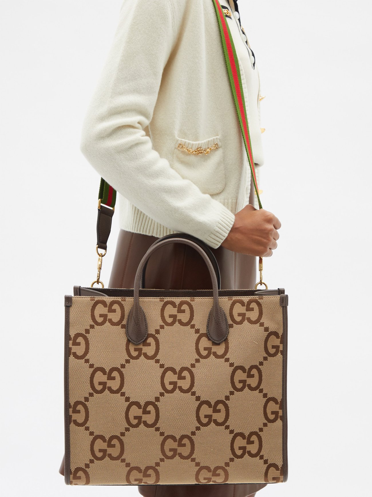 Gucci Jumbo GG Tote Bag, Brown, GG Canvas