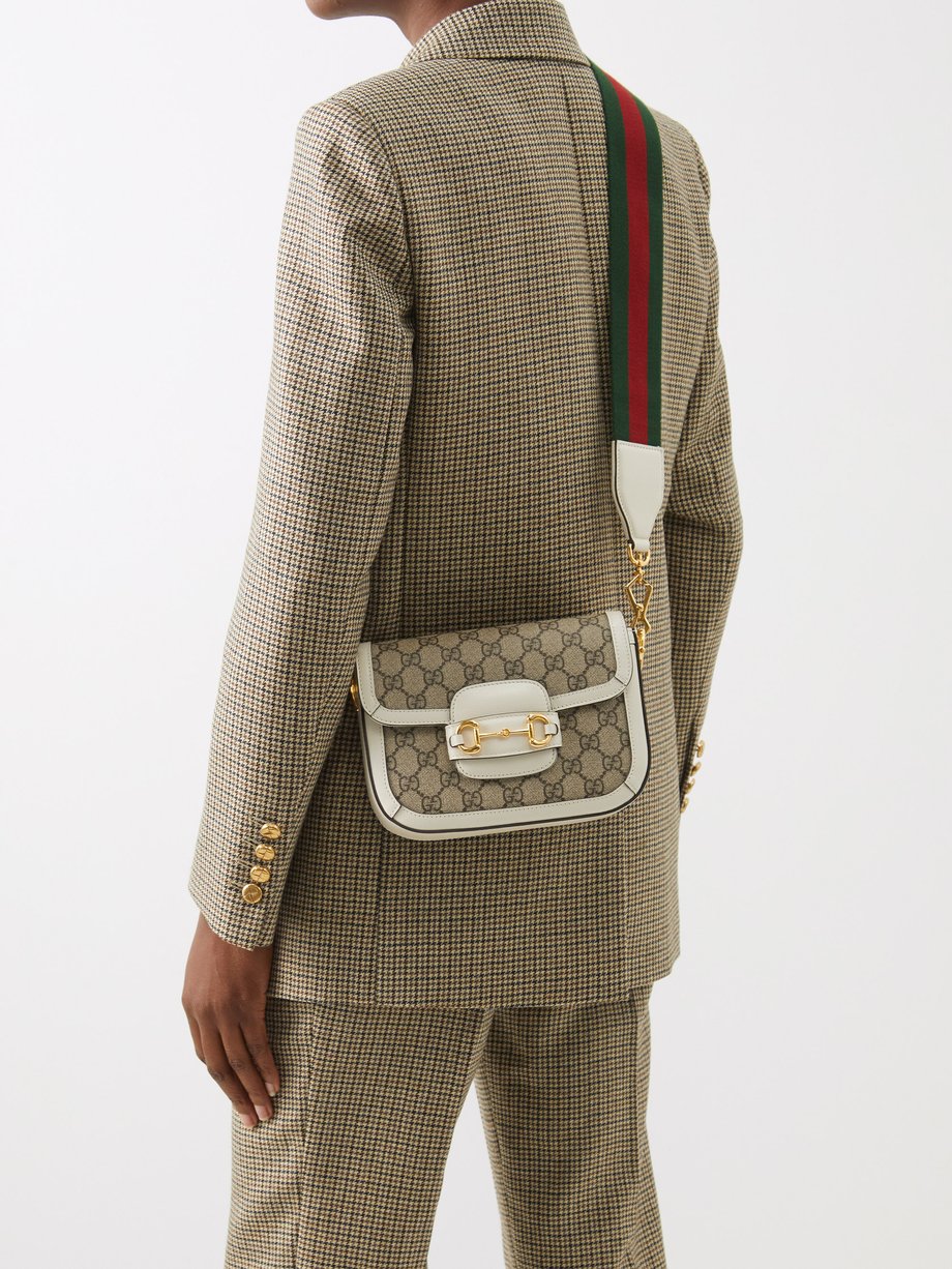 Neutral Horsebit 1955 GG-canvas and leather cross-body bag | Gucci ...