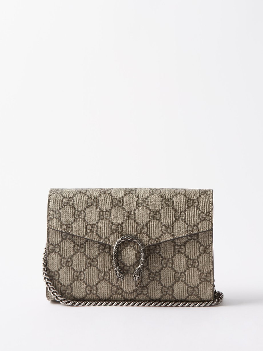 Neutral Dionysus chain-strap GG-Supreme canvas wallet, Gucci