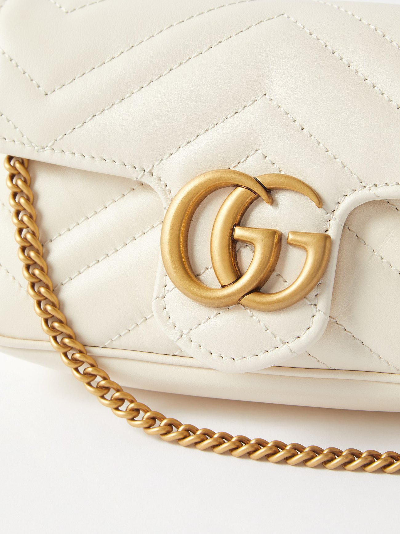 Gucci Super Mini GG Marmont Matelasse Crossbody 467433 White Leather  Pony-style calfskin ref.954300 - Joli Closet