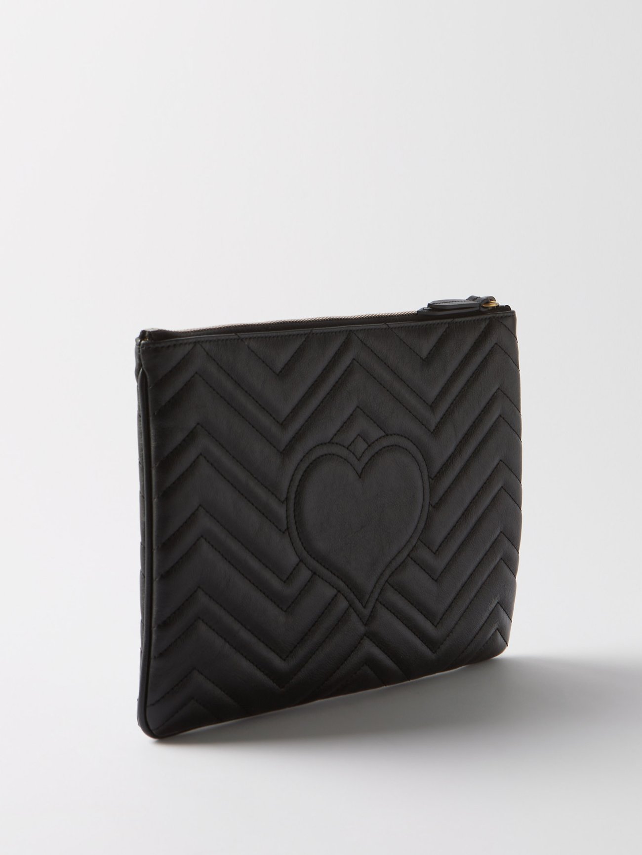 Pouch - Black Quilted Leather GG Marmont Wristlet Clutch Bag