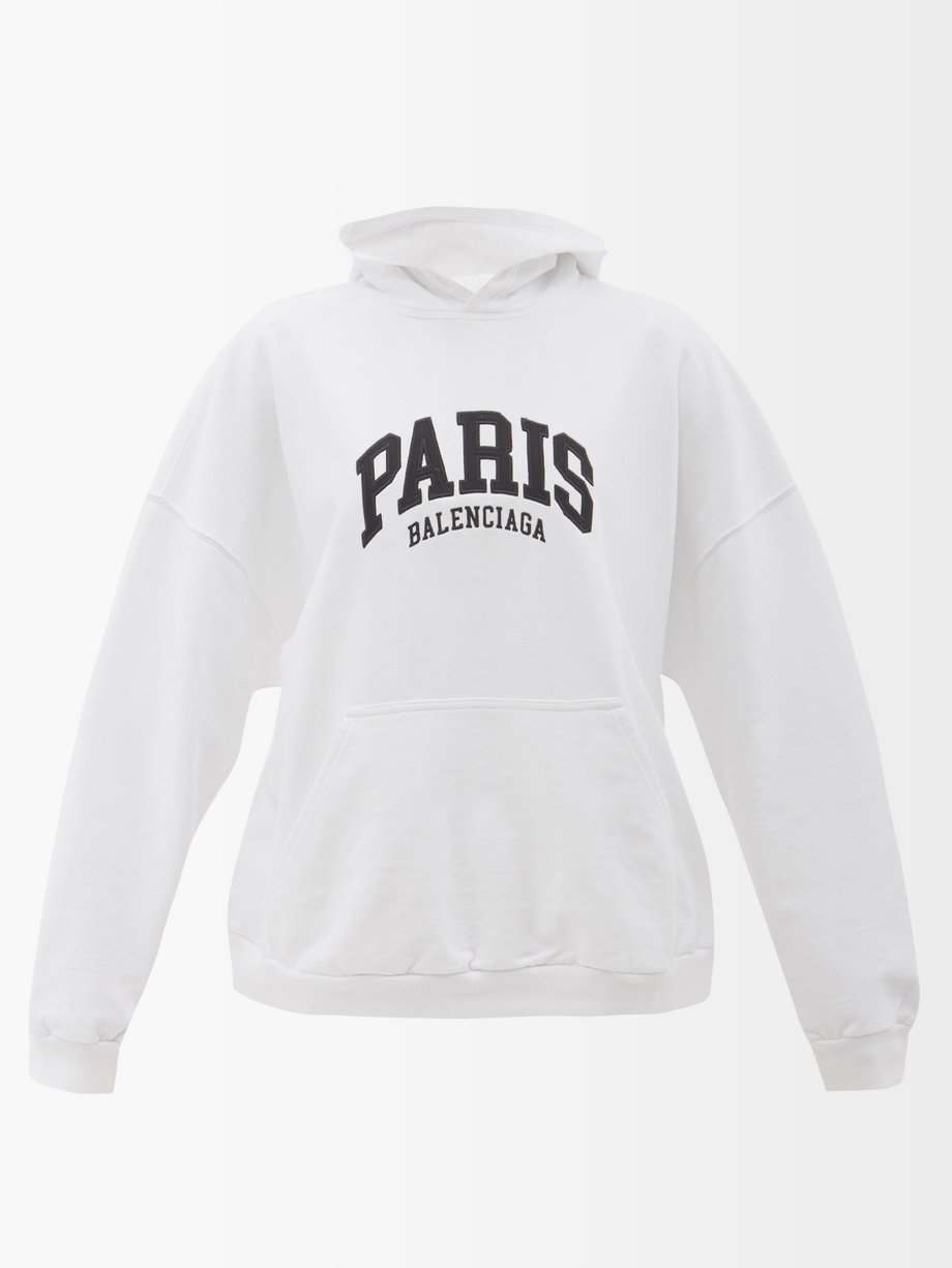 Paris-embroidered cotton-jersey hooded sweatshirt | Balenciaga | MATCHESFASHION US