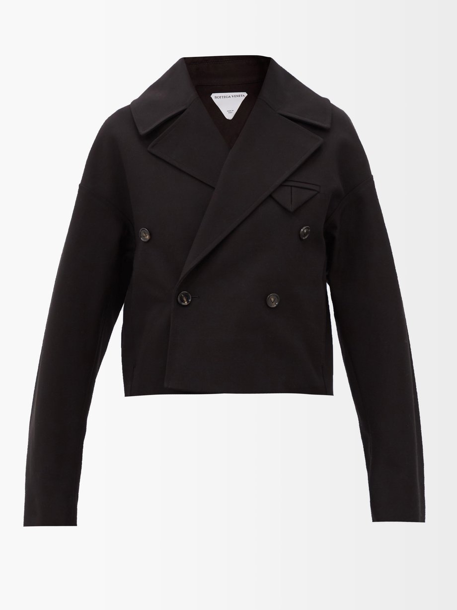 Black Double-breasted cotton-canvas jacket | Bottega Veneta ...