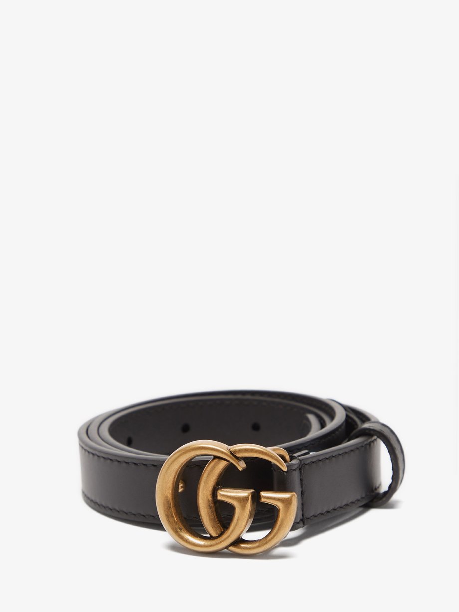 Black GG-logo leather belt | Gucci | MATCHES UK
