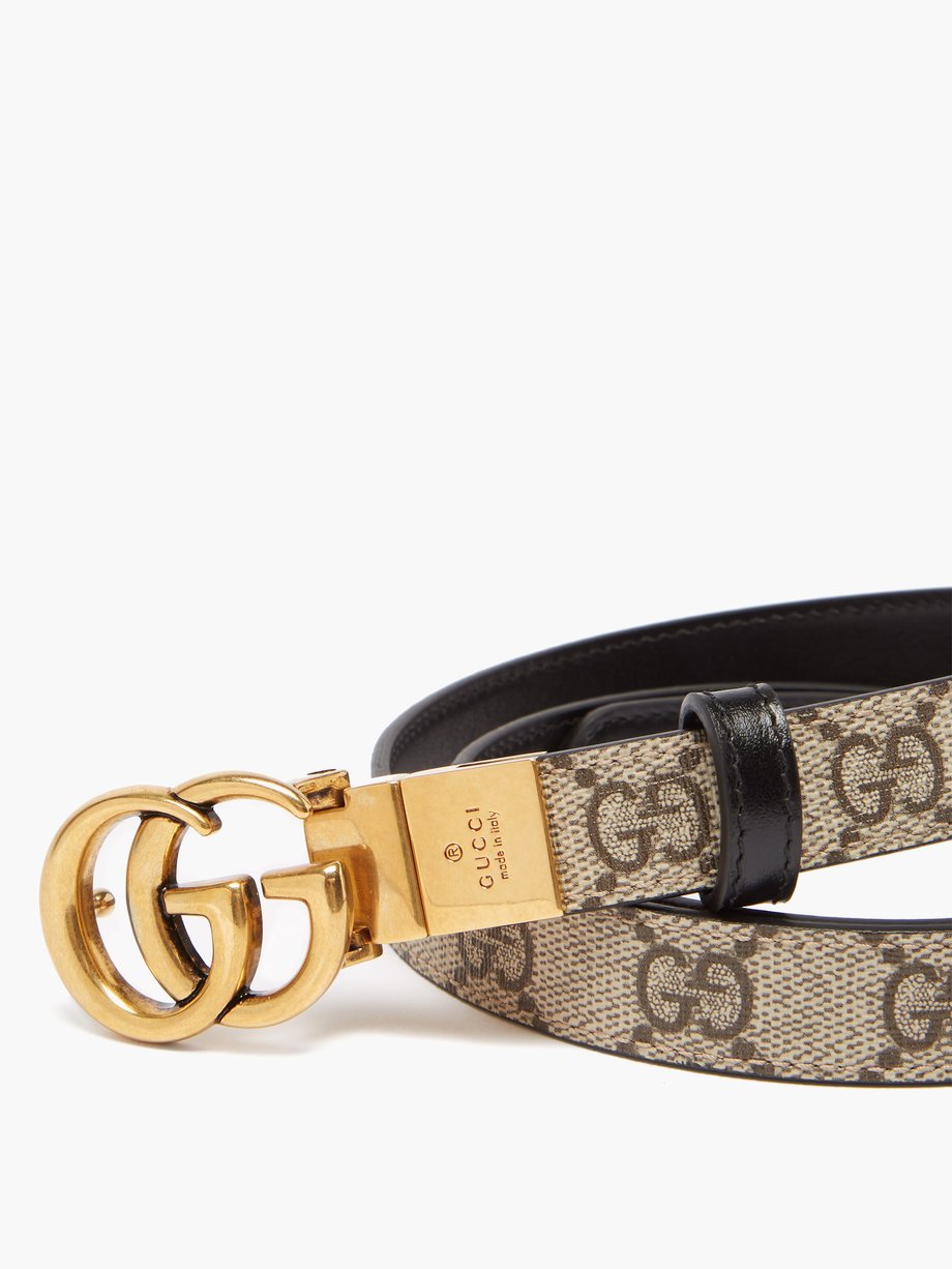 Black GG Marmont reversible canvas and leather belt | Gucci