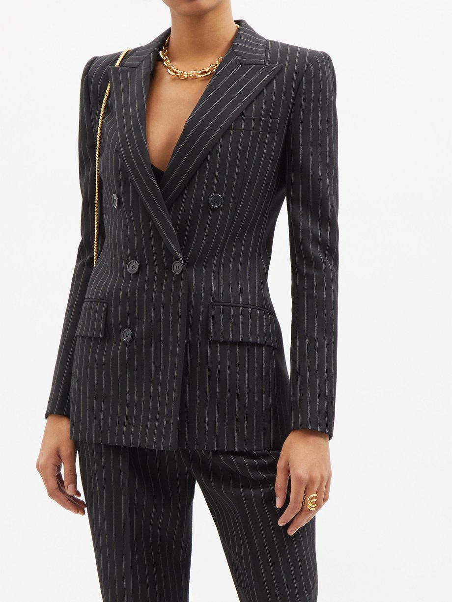 Saint Laurent Double-breasted pinstriped suit jacket