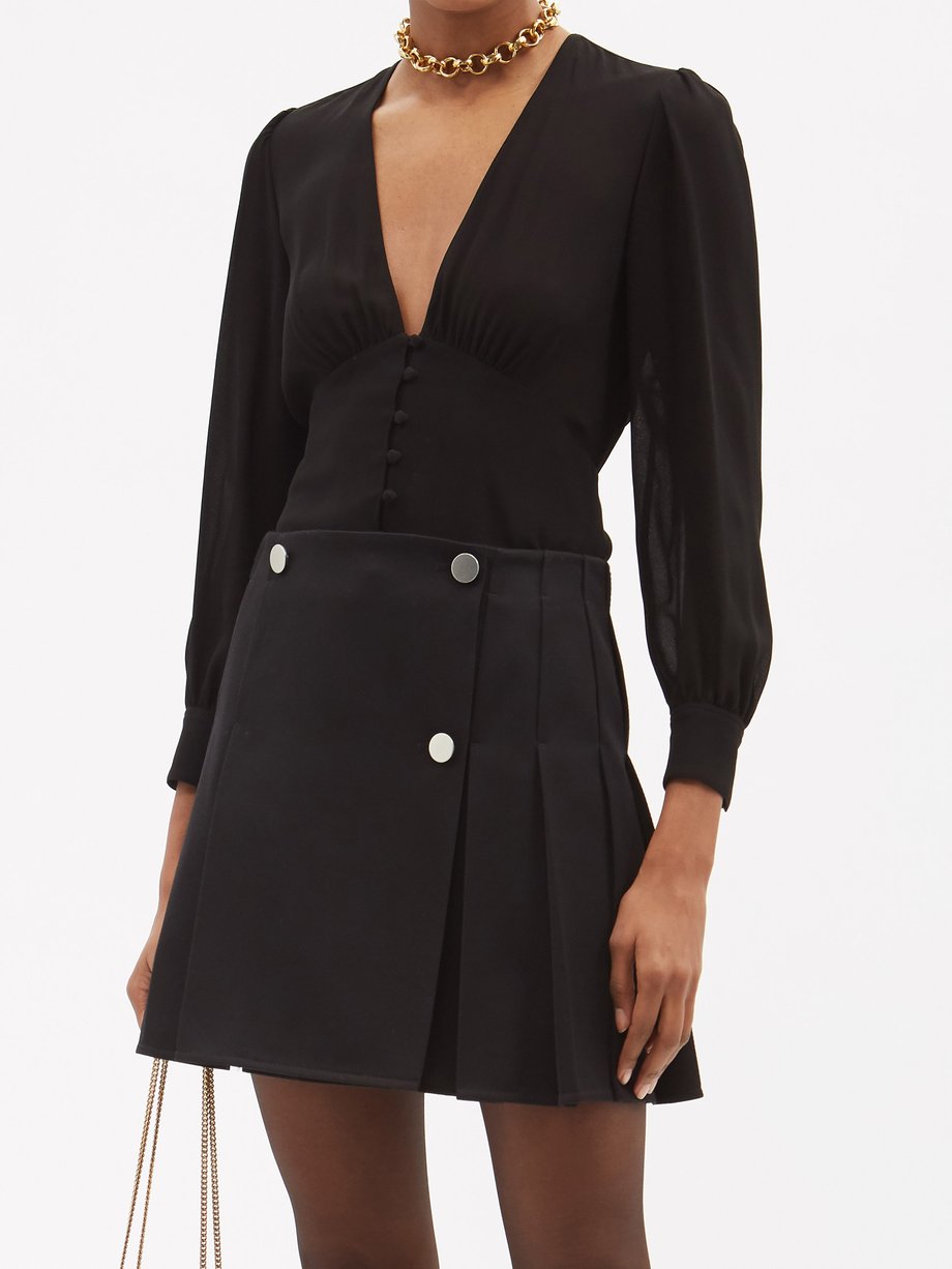 Black V-neck crepe blouse | Saint Laurent | MATCHESFASHION US