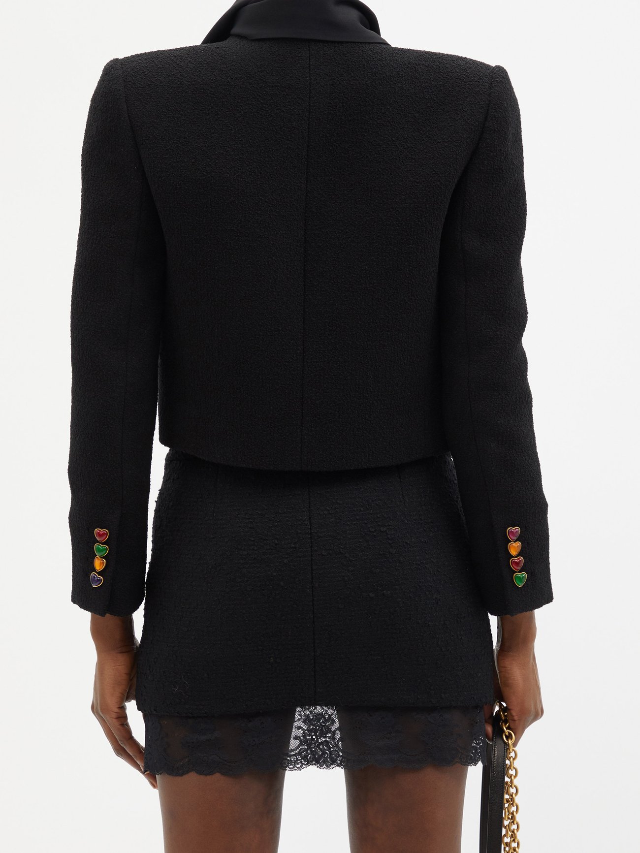 SAINT LAURENT Cropped wool-blend bouclé jacket