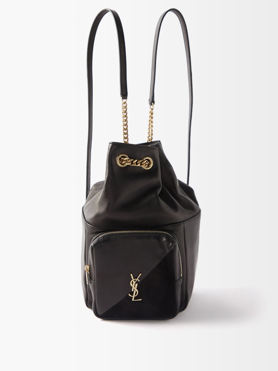 Black YSL-plaque matelassé-leather backpack