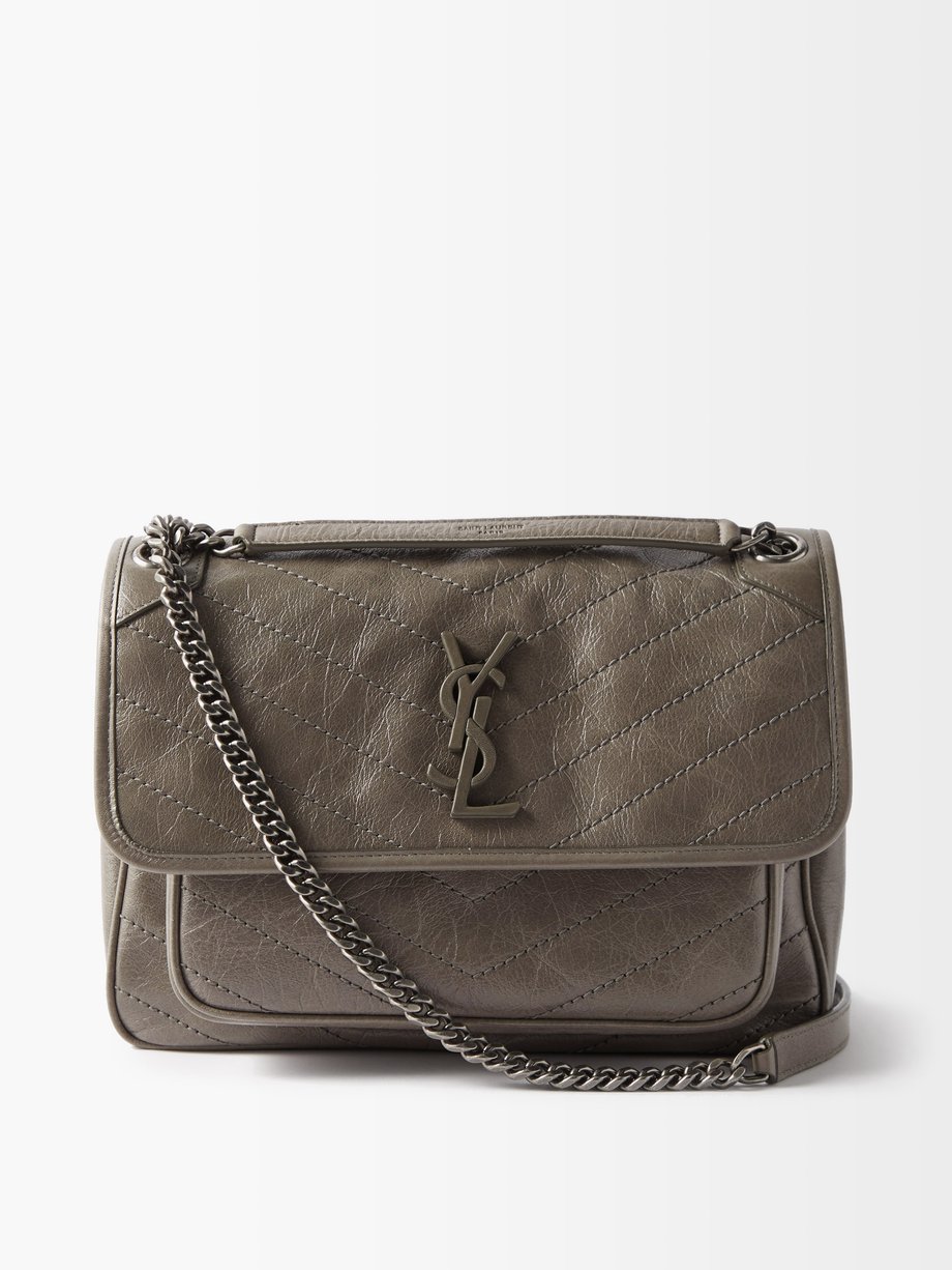 Saint Laurent niki medium quilted crinkled-leather shoulder bag
