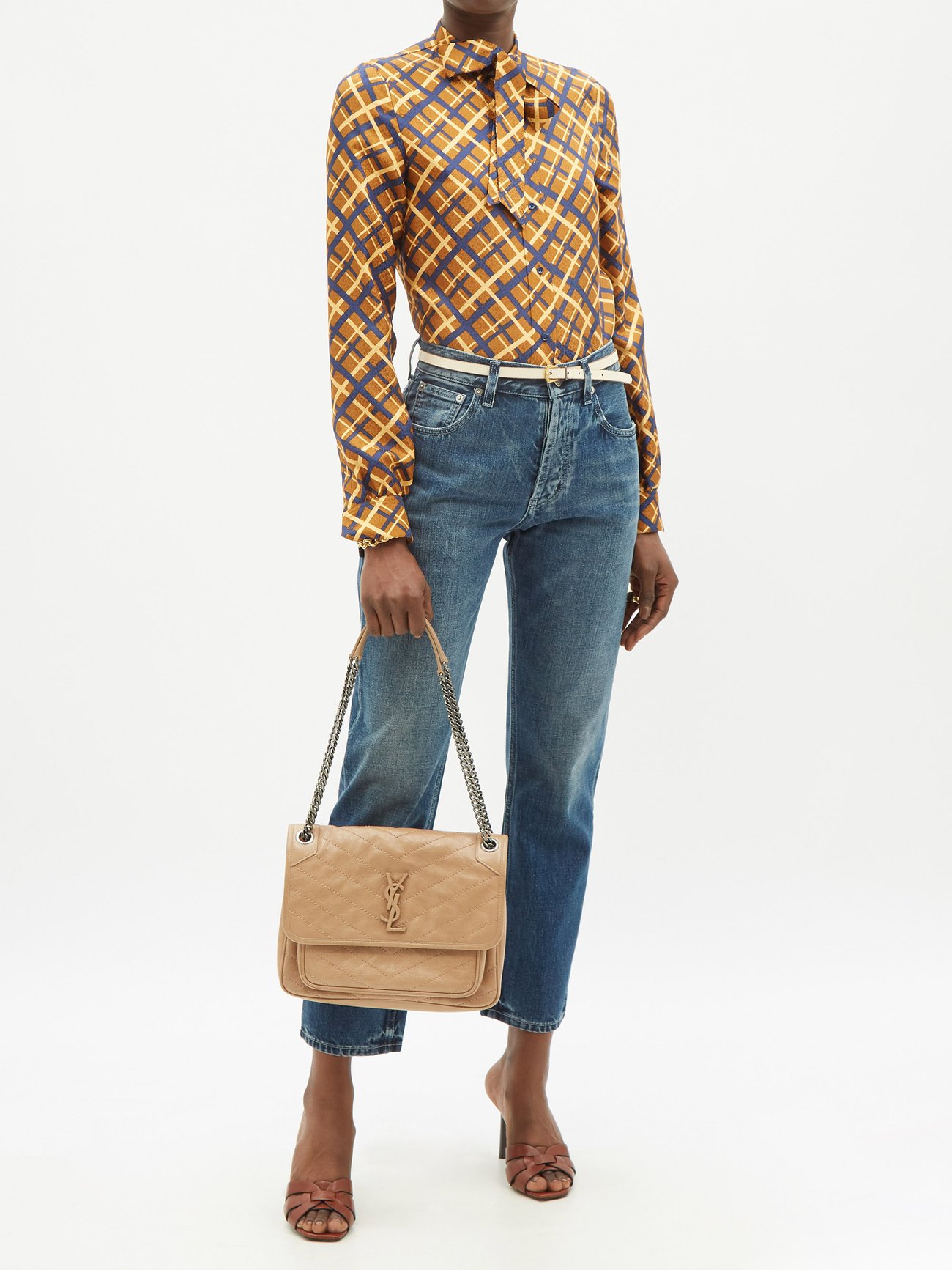 Saint Laurent Medium LouLou Chain Bag  Ysl loulou bag, Classic plaid  shirt, Saint laurent bag outfit