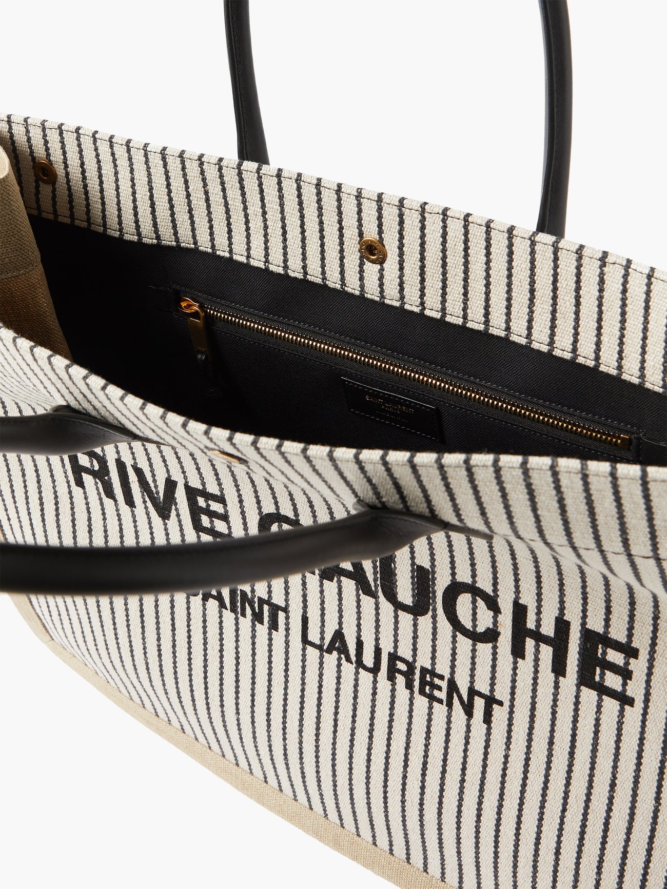 Black Rive Gauche striped cotton-canvas tote bag