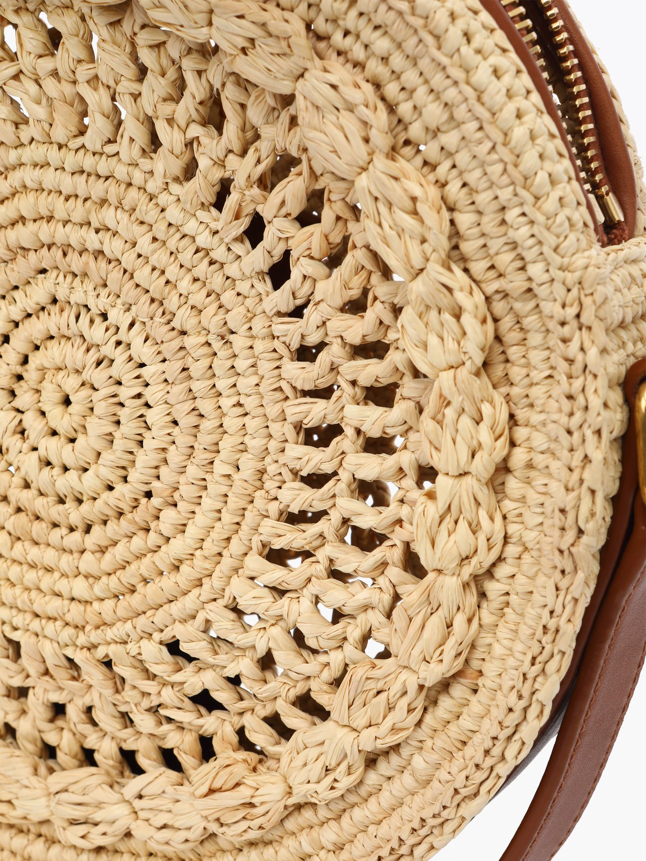 Saint Laurent Ysl Round Crochet Raffia Crossbody Bag