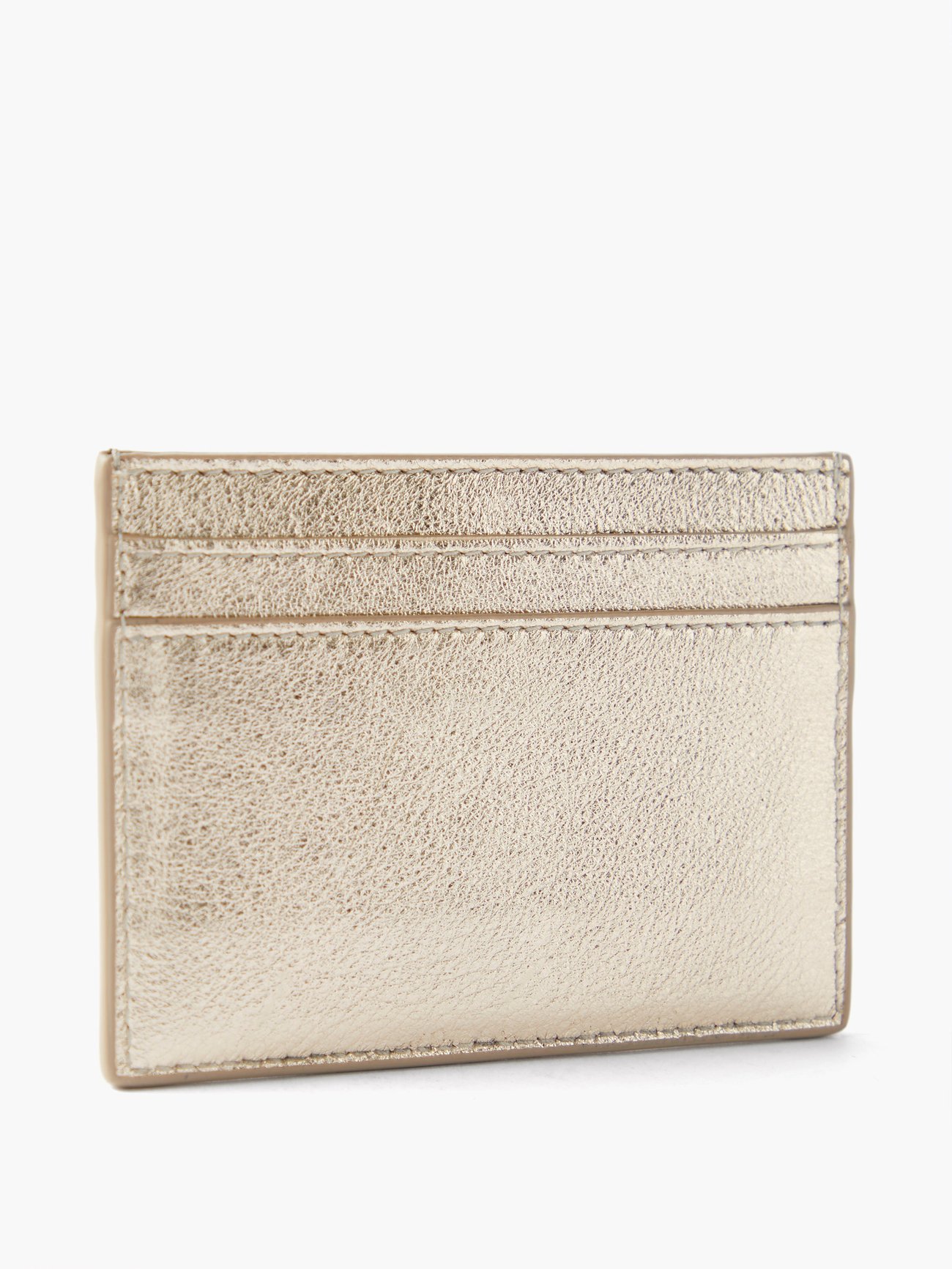 Gold YSL-plaque grained leather cardholder, Saint Laurent